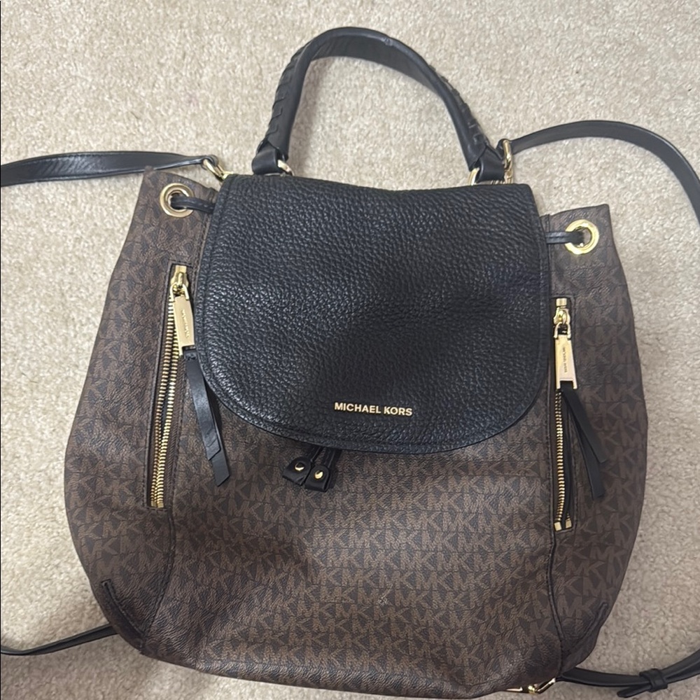 Michael Kors Black and Brown Backpack